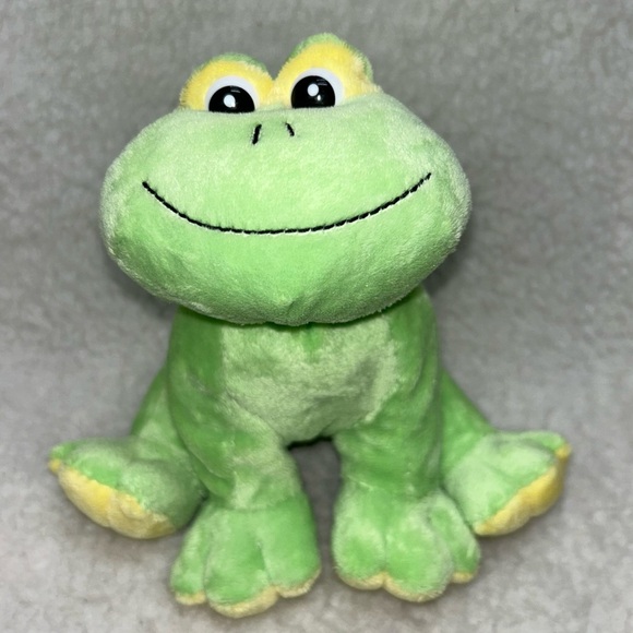 Frog plush Kellytoy vintage light green smileing sitting 7" x 7" - Picture 1 of 8